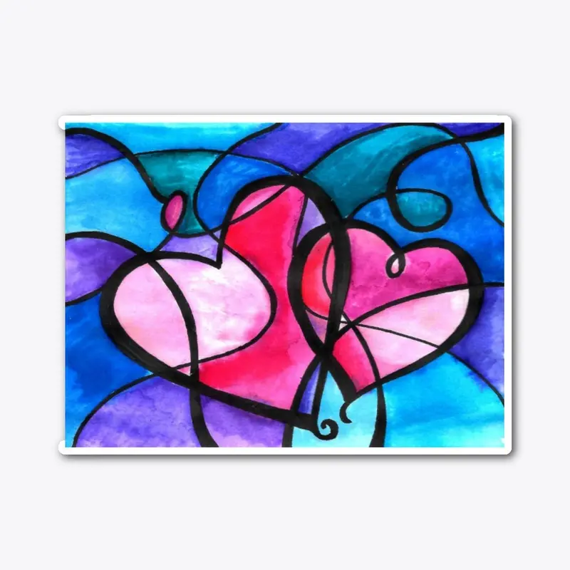 Abstract Heart Water Color