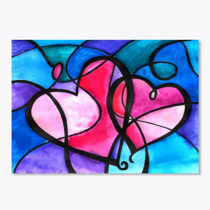 Abstract Heart Water Color